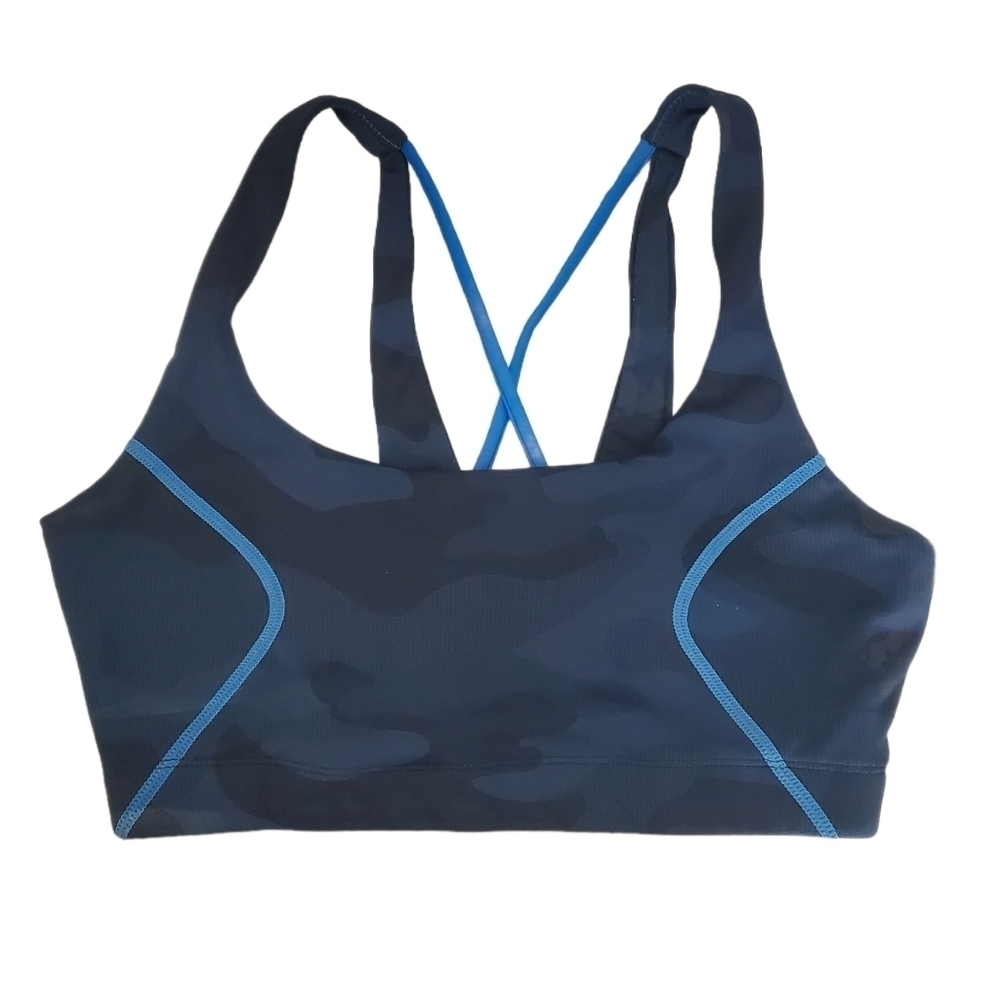Lilybod x Soul Cycle Blue Camo Strappy Sports Bra